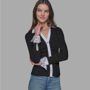 Karl Lagerfeld Black and White Button Down Shirt